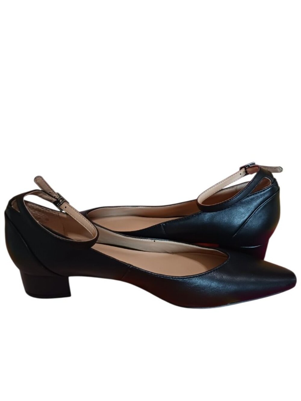 Franco Sarto Leather Pointed-Toe Ankle Strap Low Heel Shoes Size 8 - Picture 9 of 15